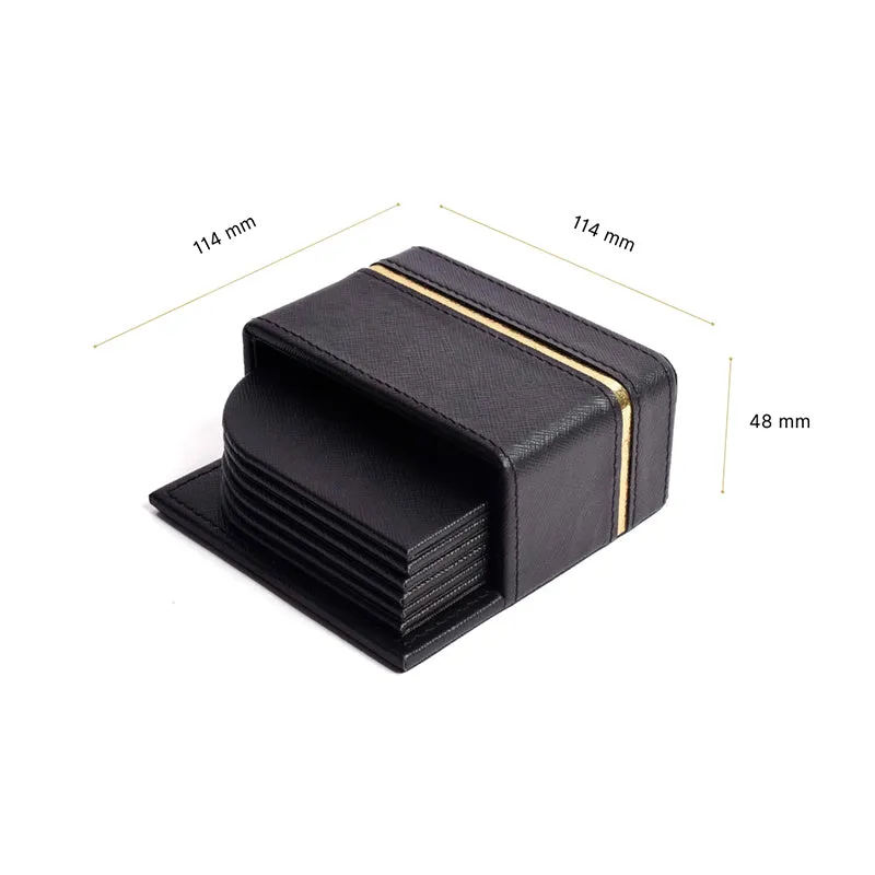 Ceastra Faux Leather Coaster (Black) - Seven Piece Set media 9