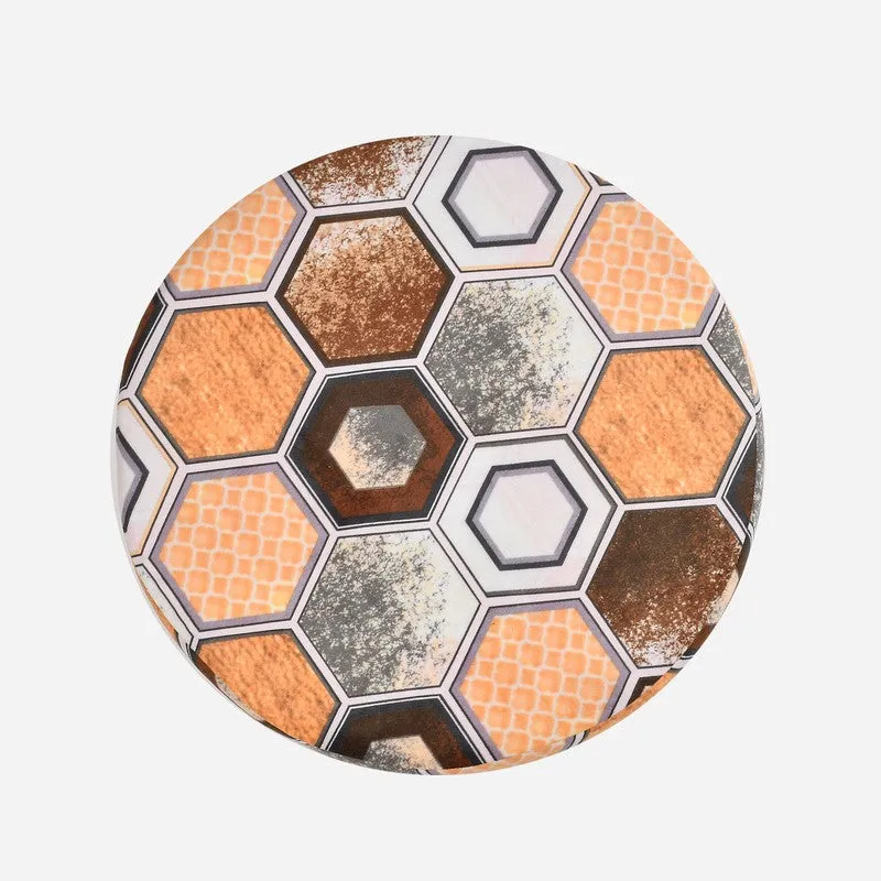 Rustic Geometric Velvet Ottoman - Multicolor media 5