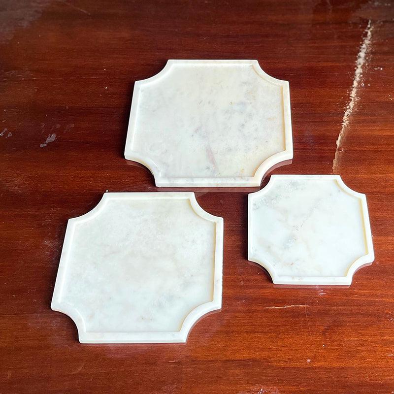 Marquina Octagon Marble Platter - Set of Three