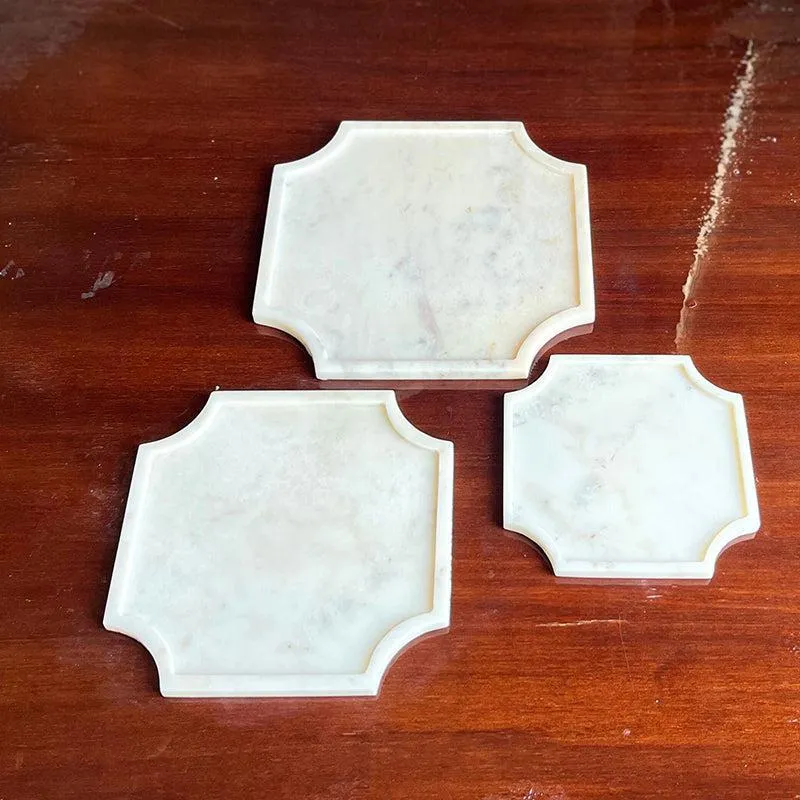 Marquina Octagon Marble Platter - Set of Three media 1