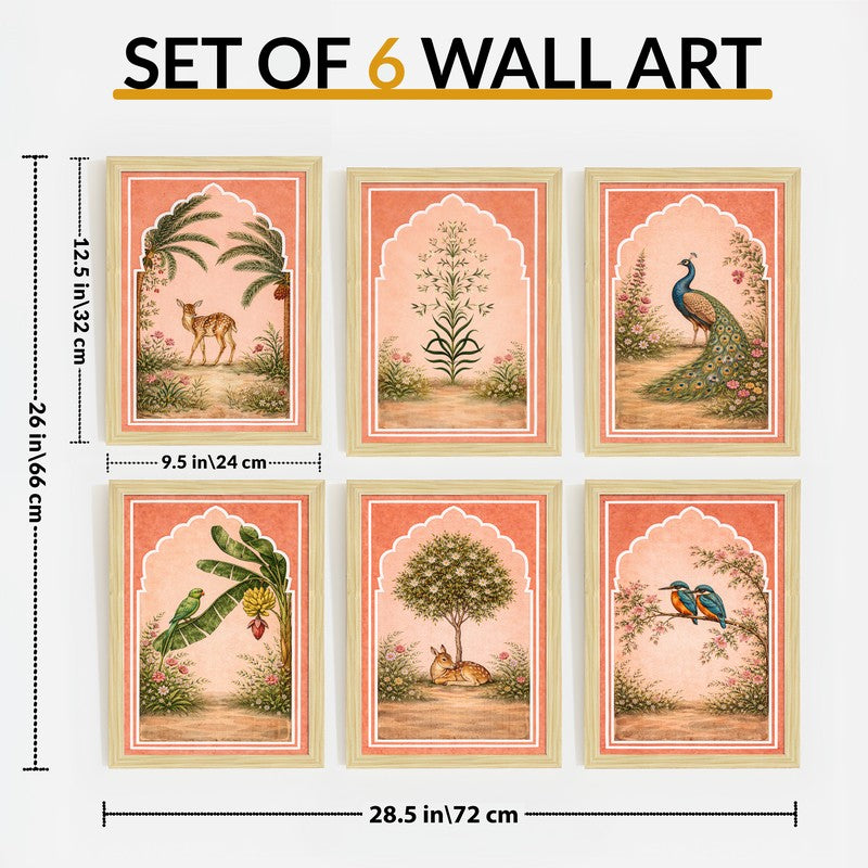 Echoes of Mewar Paper Wall Painting With Frame - Set Of Six media 11