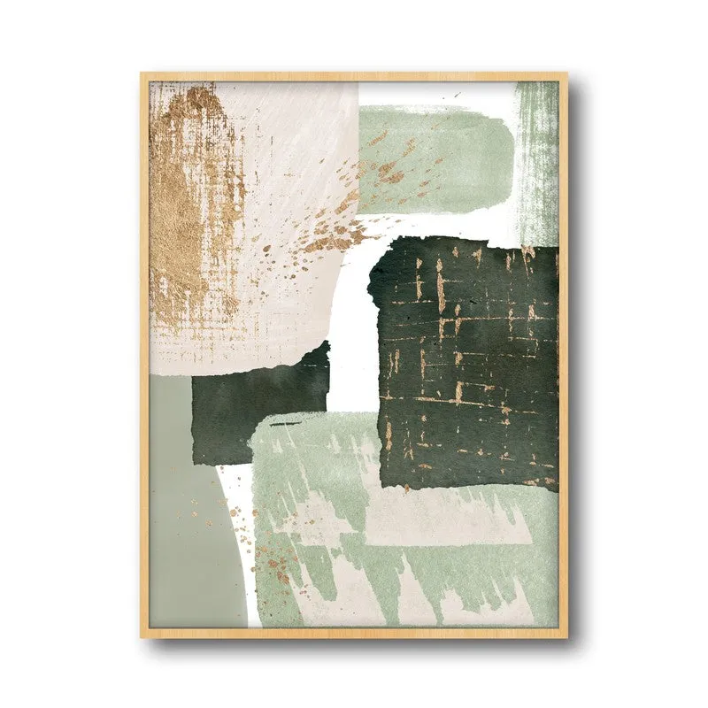 Stone & Sage Framed Canvas Archival Canvas Wall Painting - Natural Brown Frame media 4