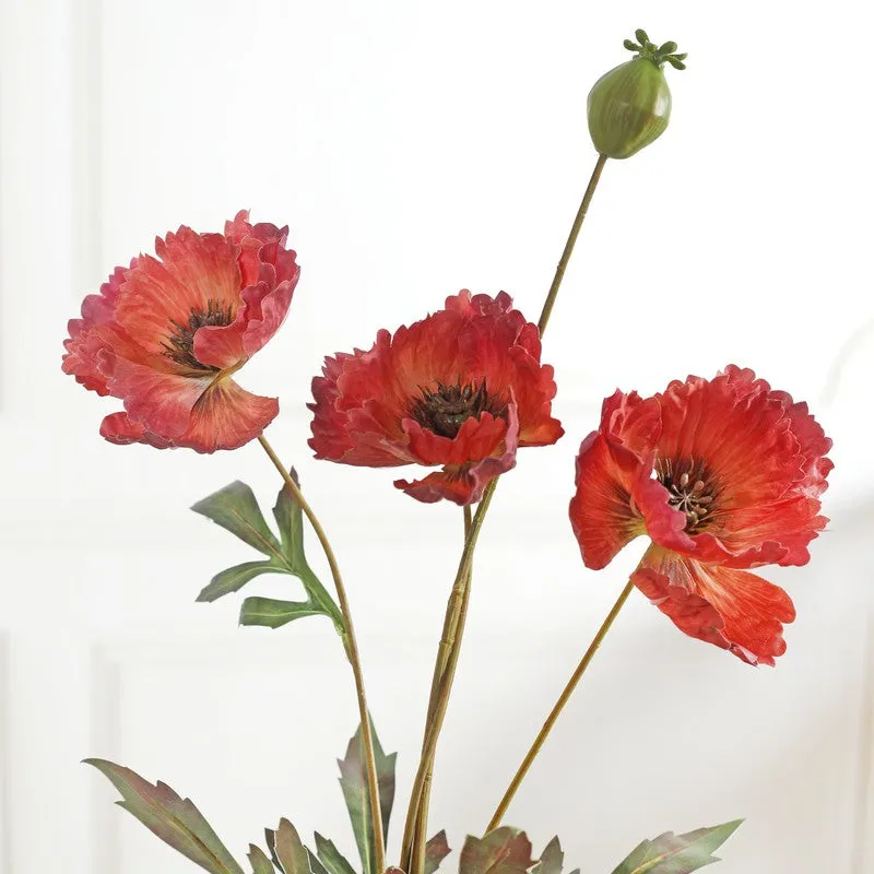 Poppy Artificial Flower Stem - Red media 5