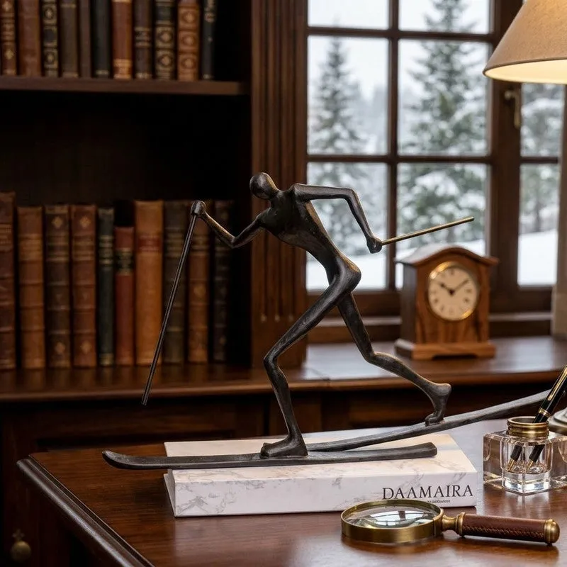Obelique Form Marble & Alloy Showpiece media 3