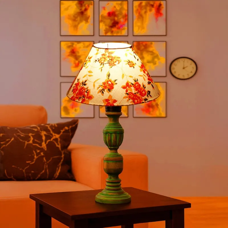 Arvello Kairo Floral Wooden Table Lamp - Multicolor media 1