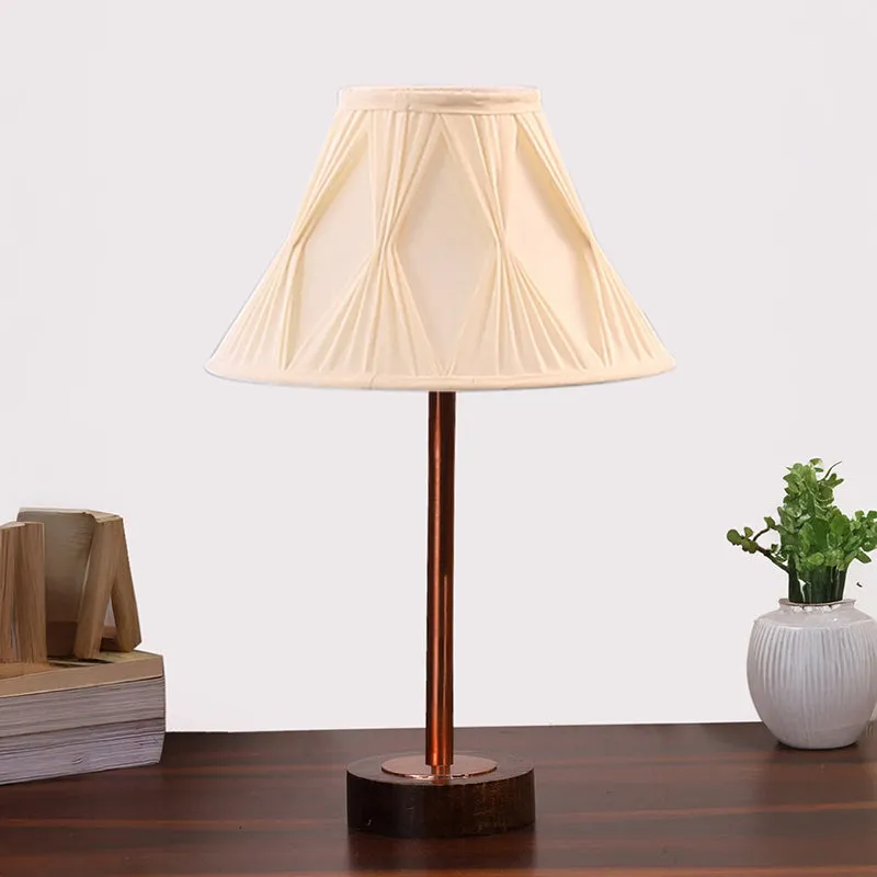 Pleatra Pinch Rodin Wooden Table Lamp - Ivory,Copper,Brown media 3