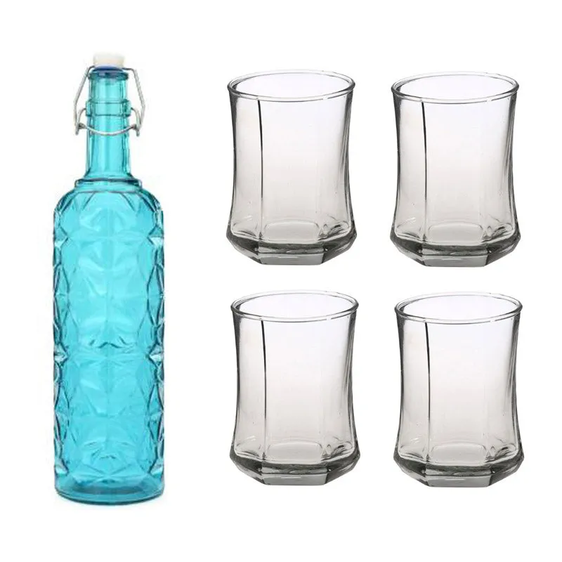 Milo 1000 mL Water Bottle With 280 mL Glasses - Five Piece Set media 1