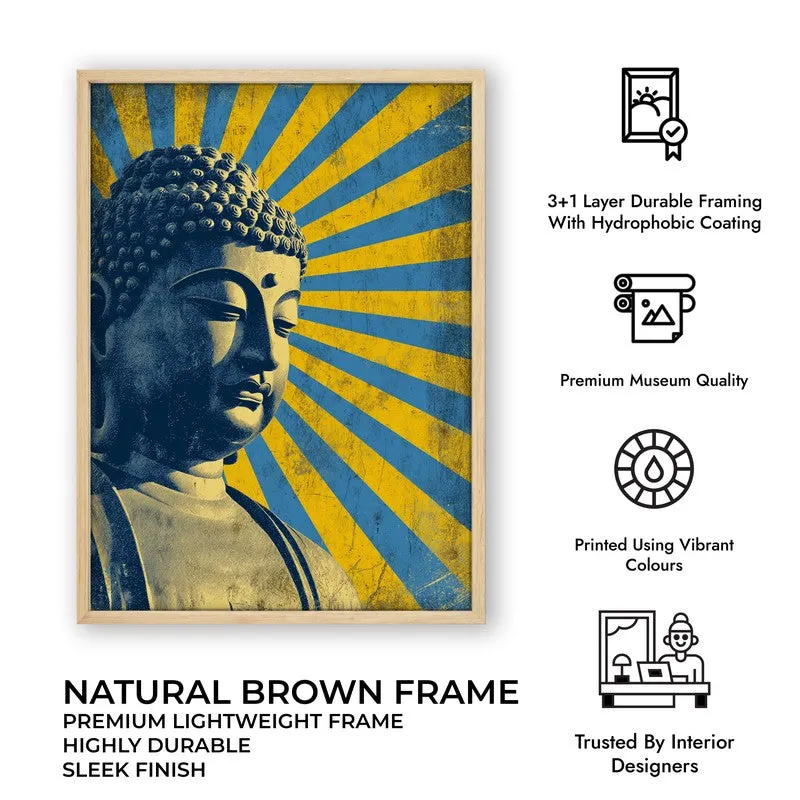 Buddha Celestial Petal II Mandala Archival Paper Wall Painting With Brown Frame media 9