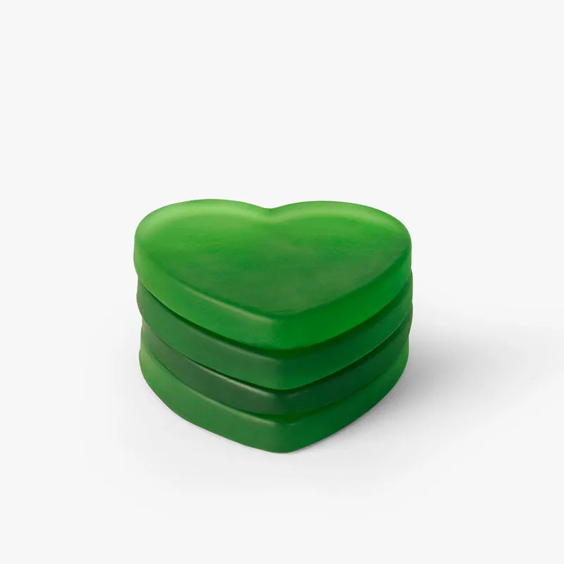 Glossy Hearty Mist Glass Coaster (Green) - Set Of Four media 3