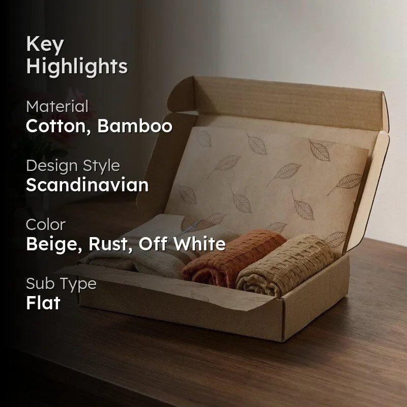 Rustic Petal Bamboo Cotton Hand Towels with Box - Set Of Three media 2