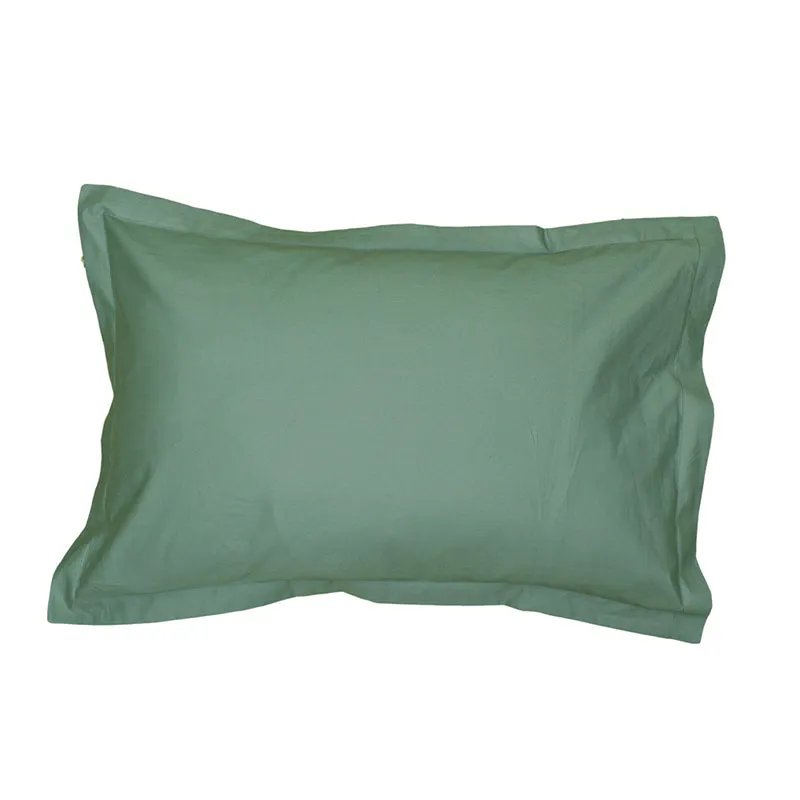 Blanqa Solid Cotton Bedsheet (Green) - 400 TC media 7