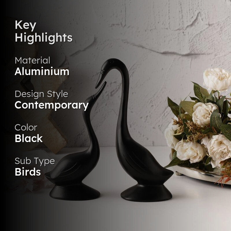 Priva Swan Mate Showpiece (Black) - Set Of Two media 2