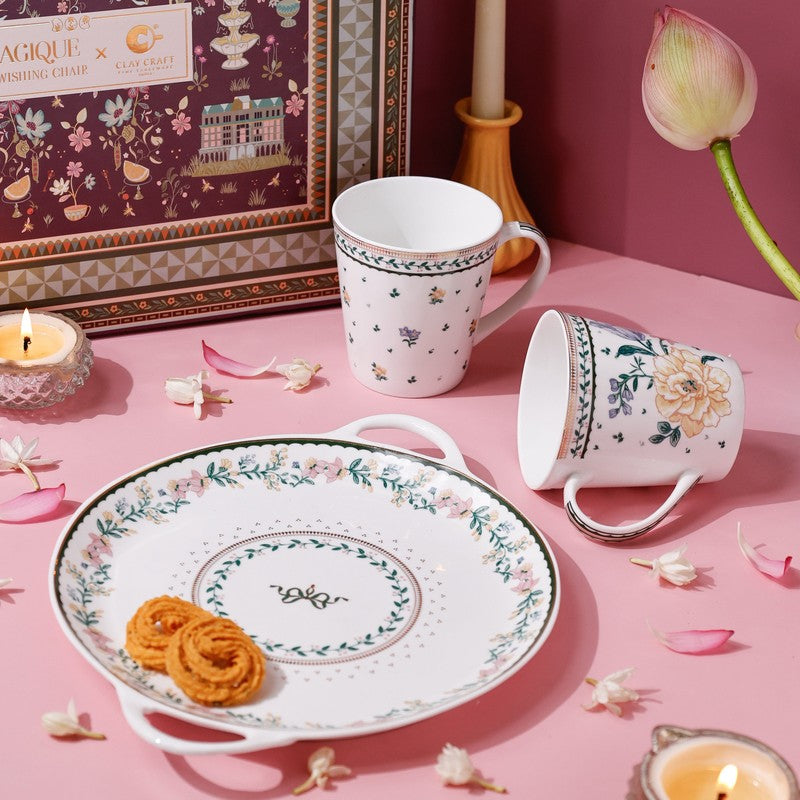 Magique by The Wishing Chair Emerald Ribbon Lustre Mugs & Platter With Giftbox - Three Piece Set media 3