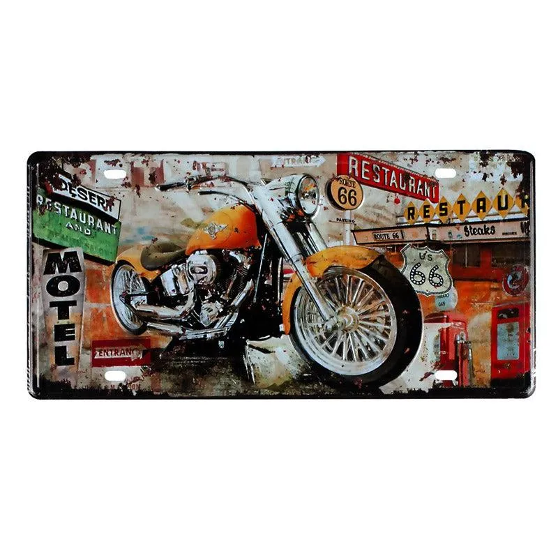 Motel Chevrolet Motorbike Metal Wall Accent media 3