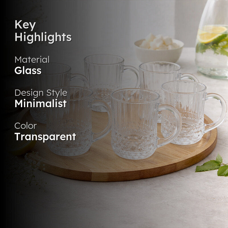Crux Glass Tea Cup (180 mL Each) -  Set of Six media 2