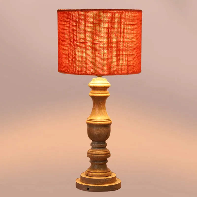 Sienna I Carve Wooden Table Lamp - Orange,Brown media 4