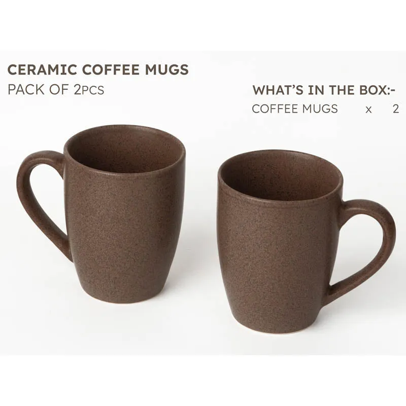 Sip & Style Ceramic Coffee Mug (Brown/300 mL Each) - Set Of Two media 4