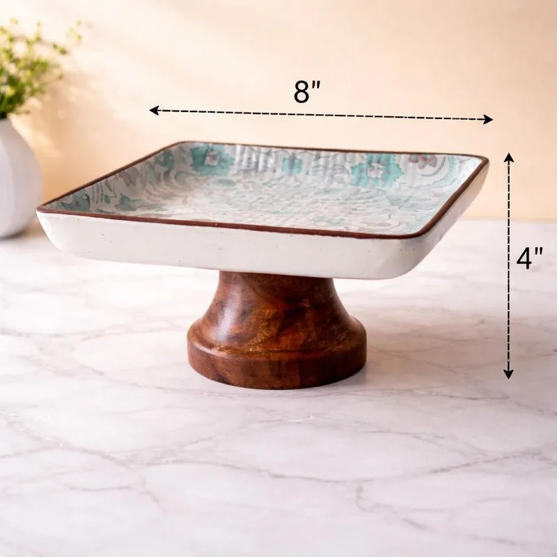 Floral Square Ceramic Cake Stand media 6