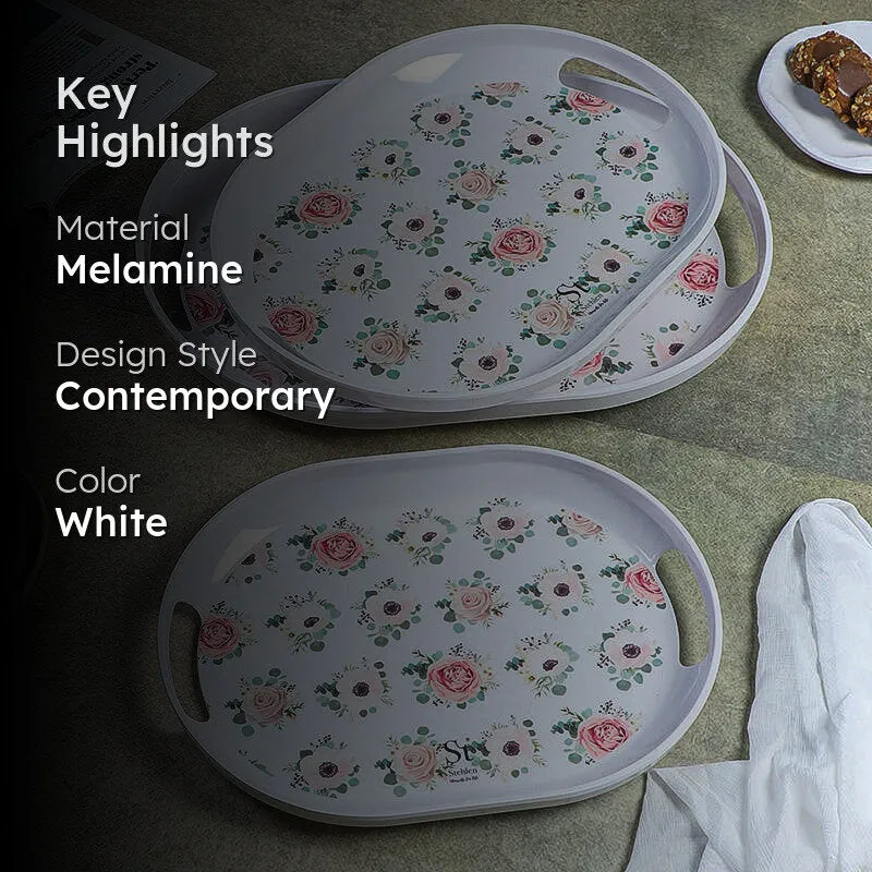 Vintage Fleurs Melamine Serving Tray - Set Of Three media 2