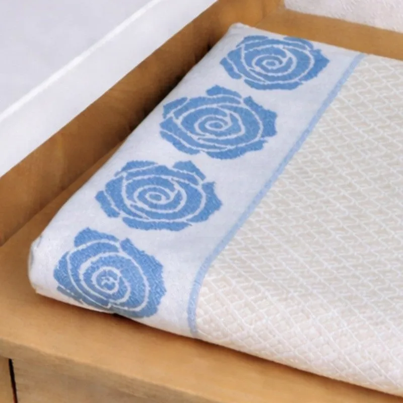 Rosette Cotton Bath Towel (Blue & White) - Set Of Two media 7