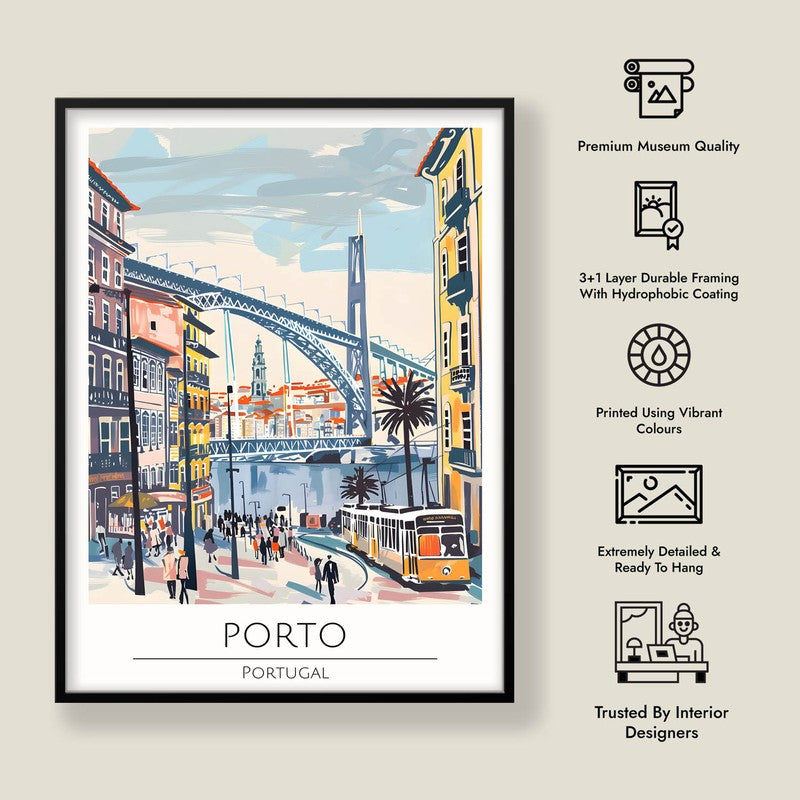 Vintage Porto Framed Canvas Wall Painting media 8
