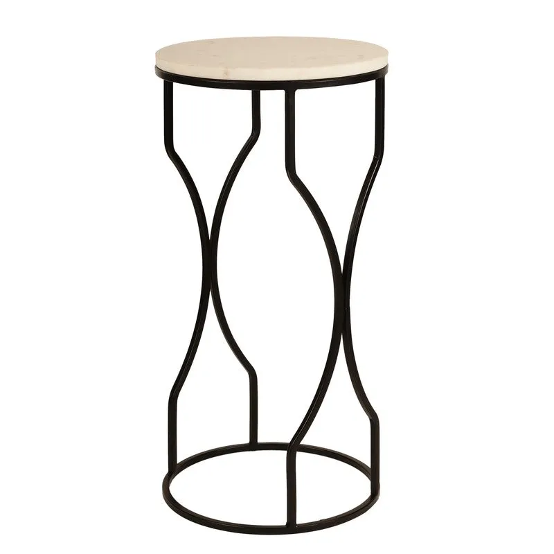 Marble Top Base Aluminum Side Table (Black) - Large media 4