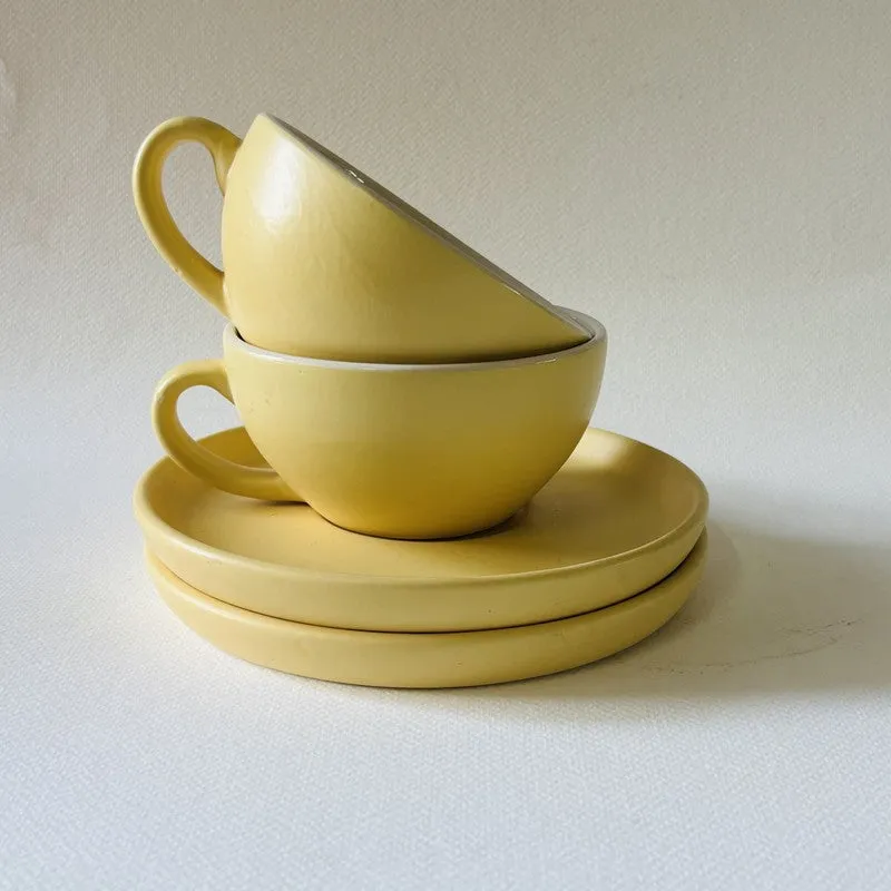 Ceramic Cup & Saucer (Yellow/240 mL Each) - Set of Two media 6