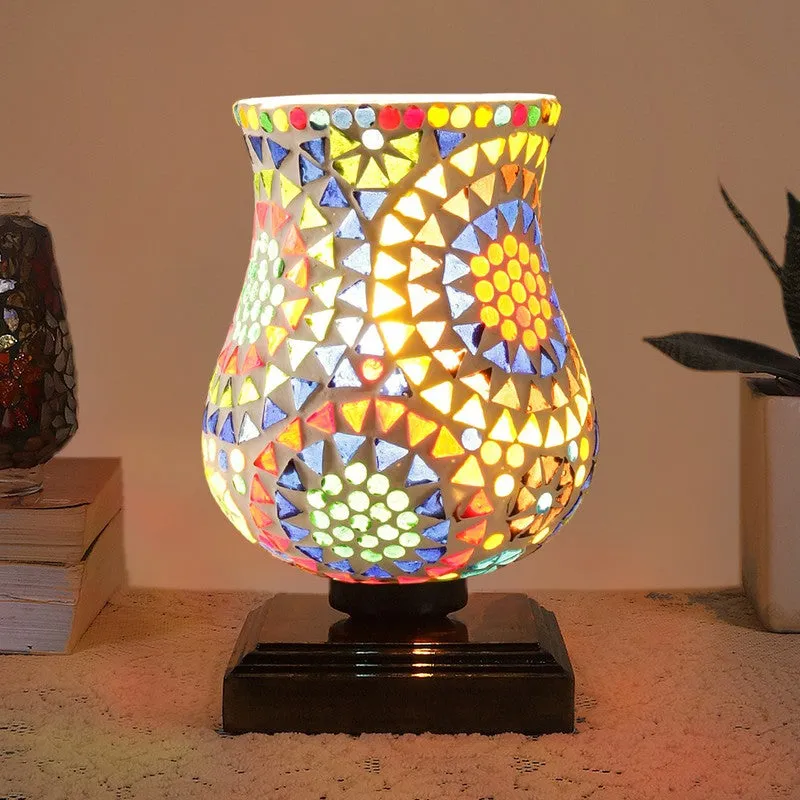 Chroma Mosaic Glass Table Lamp With Wooden Base - Multicolor media 3