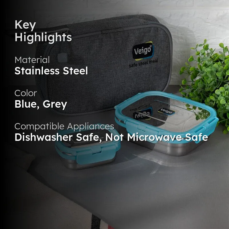 Delica Aqua Lunch Box With Pouch (550/150 mL) - Two Piece Set media 2
