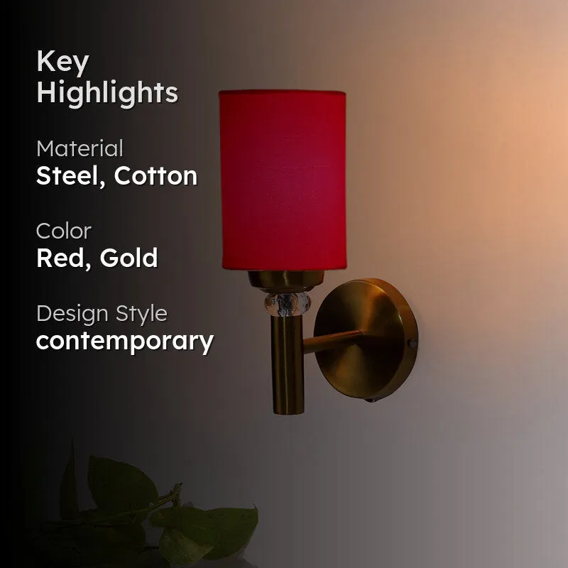 Sienna Steel & Cotton Wall Lamp - Red media 2