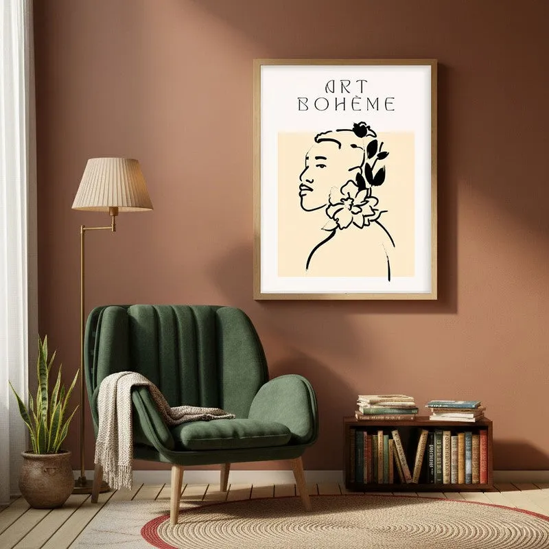 Serene Florals Canvas Wall Painting With Brown Frame media 1