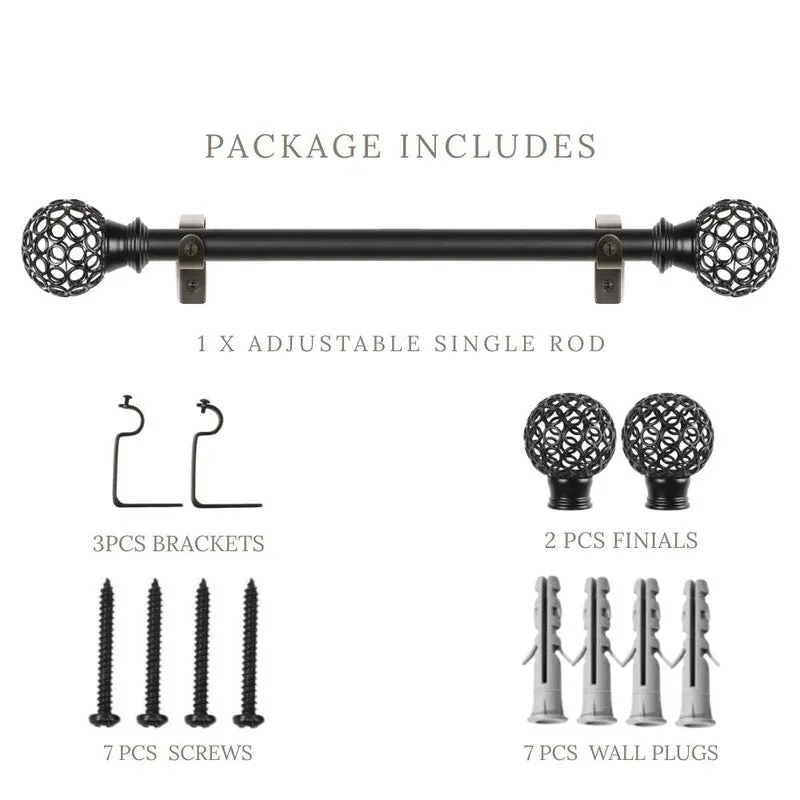 Filigrette Extendable 1" Single Curtain Rod With Round Finial & Brackets media 6