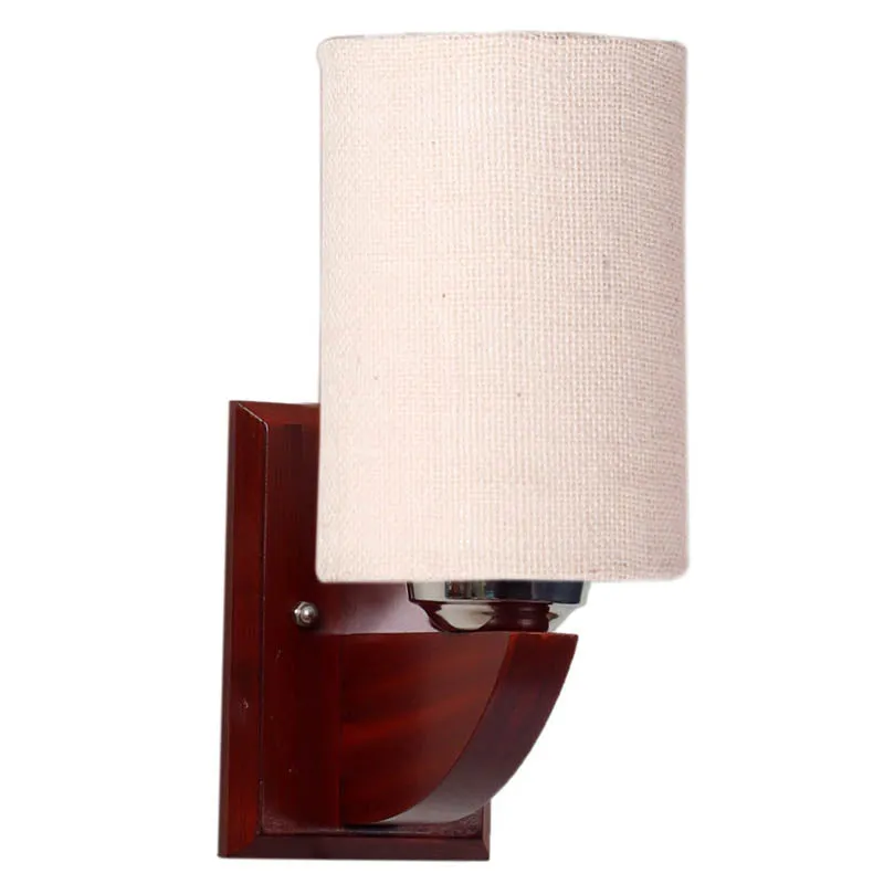 Ecru Cylindrical Wooden Wall Lamp media 5