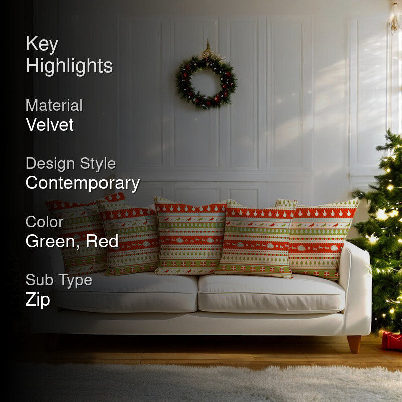 Yuletide Knits Velvet Christmas Cushion Cover - Set Of Five media 2