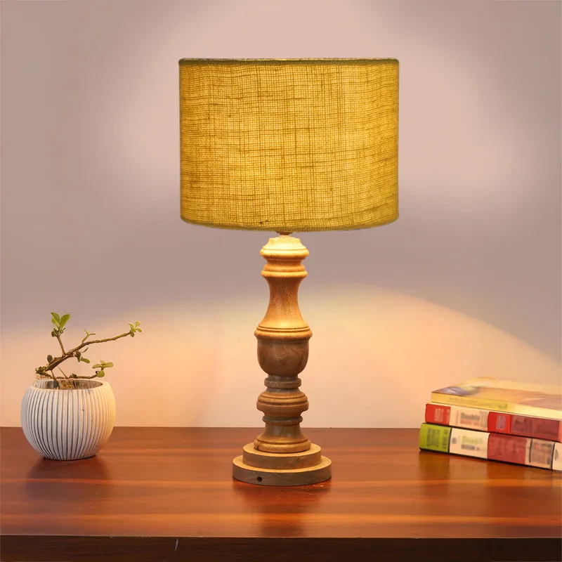 Sienna I Carve Wooden Table Lamp - Yellow,Brown media 2