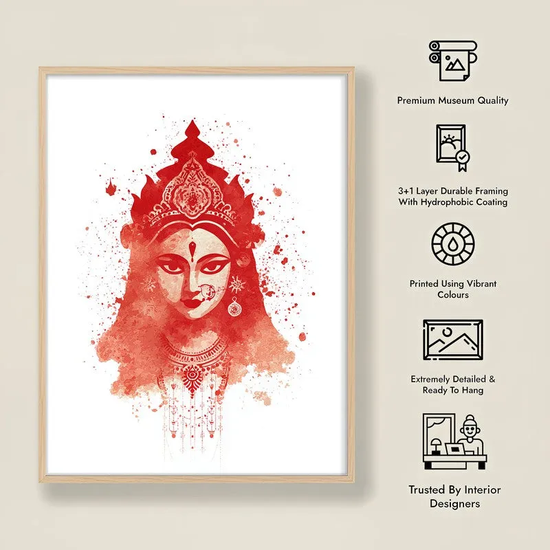Divine Mother Durga Devi Archival Paper Wall Art - Natural Brown Frame media 8