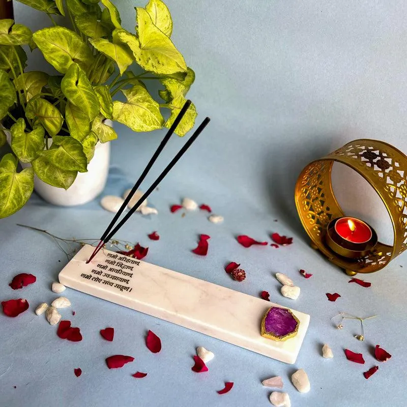 Nmokar Matra Marble Incense Holder With Agate Plating - Pink media 3