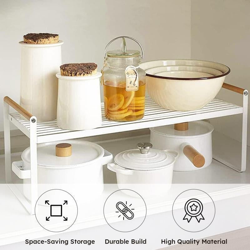 White Kitchen Countertop Riser Table - Space-Saving Organizer media 5