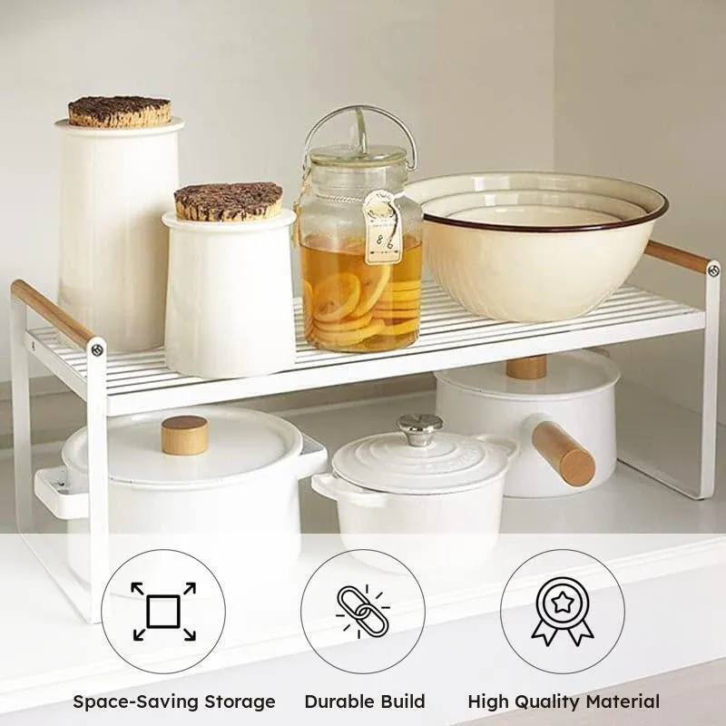 White Kitchen Countertop Riser Table - Space-Saving Organizer media 5