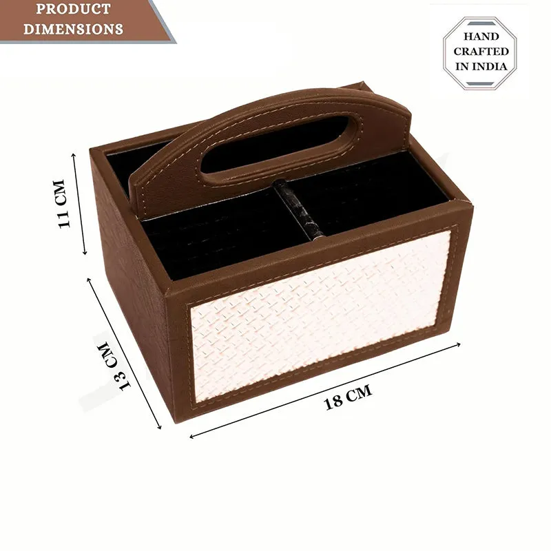 Savene Faux Leather Desk Organiser - Brown media 10