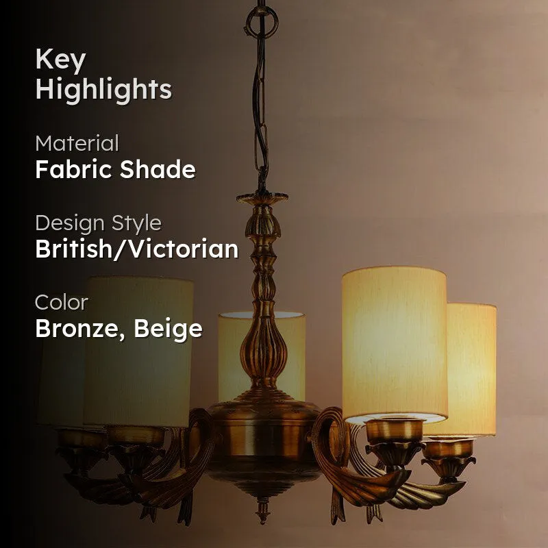 Vistara Cylindrical Golden Antique Ceiling Lamp - Off White media 2