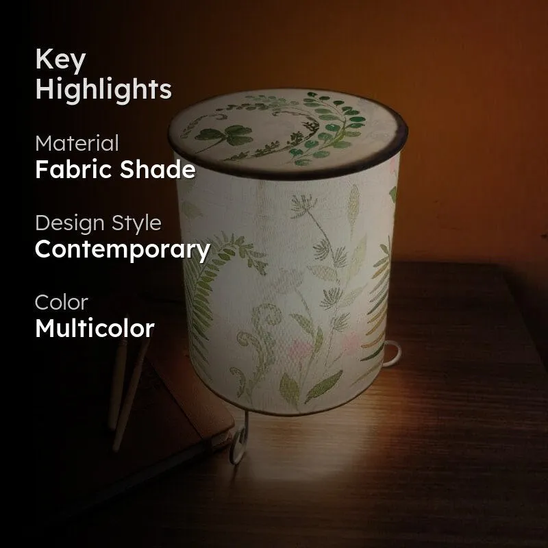 Fern Dream Handpainted Fabric Table Lamp - Multicolor media 2