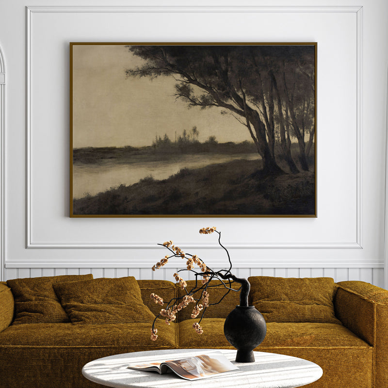 Lake Noir Wood Wall Art With Frame - Black