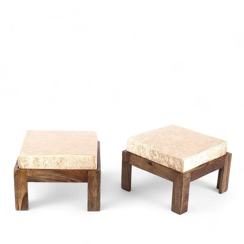 Dravon Sheesham Wooden Center Table with Stools (Brown,Beige) - Five Piece Set media 6