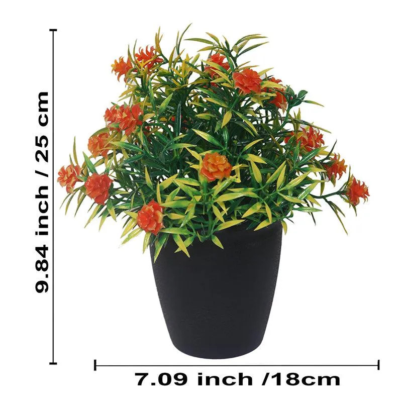 Faux Red Midnight Fire Orange Plant With Black Plastic Pot - 4