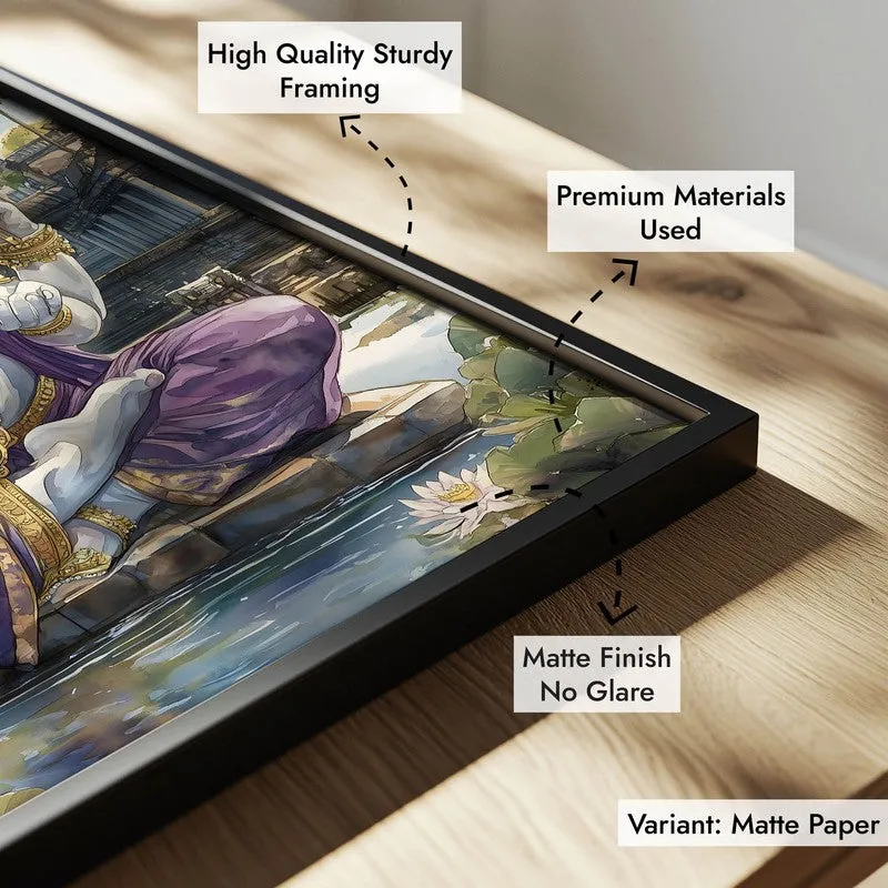 Divine Gajavaktra Spiritual Archival Paper Wall Painting With Frame - Black media 8