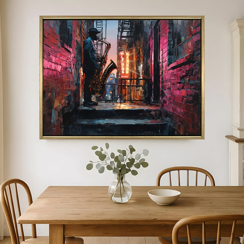 Alley Blues Canvas Wall Painting With Frame