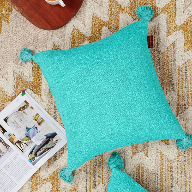 Claira Solid Cushion Cover (Blue) - Set Of Two media 4