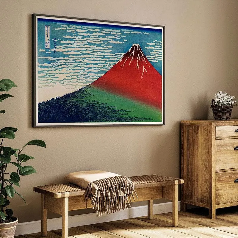 Fine Wind & Clear Morning Canvas Painting By Hokusai - Black Frame media 3