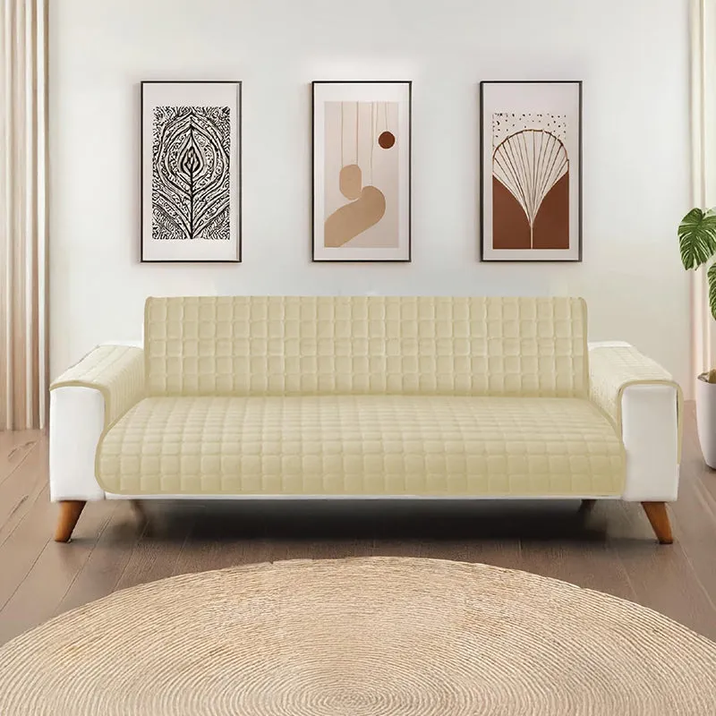 Urban Space Beige Textured Sofa Cover media 1